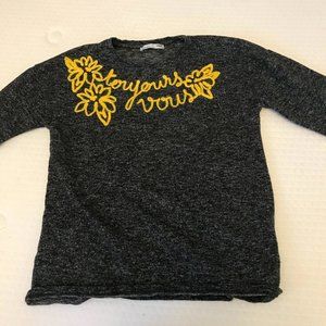 ZARA Toujours Vous Grey & Yellow Sweatshirt